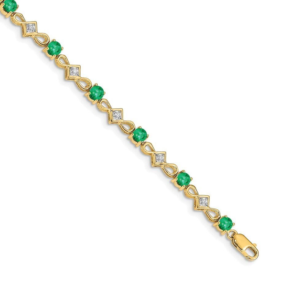 14k Yellow Gold Diamond & Emerald Bracelet